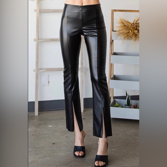 Dani Faux Leather Split Hem Pant - Picture 3 of 8